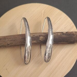 Hammered Sterling Silver Oval Earrings